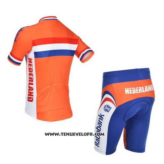 2013 Maillot Ciclismo Pays Bas Blanc et Orange Manches Courtes et Cuissard